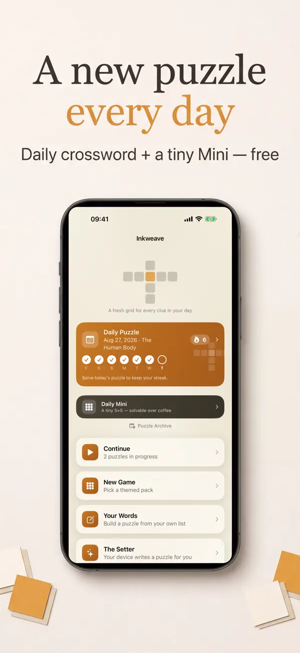 Inkweave home screen with the Daily Puzzle